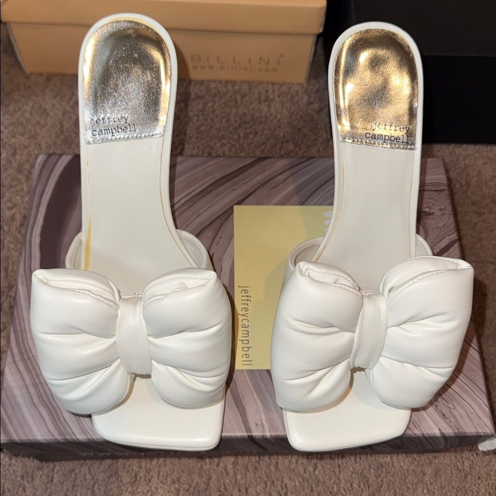 NEW 10 Jeffrey Campbell Cream Bow Heels - Picture 4 of 9